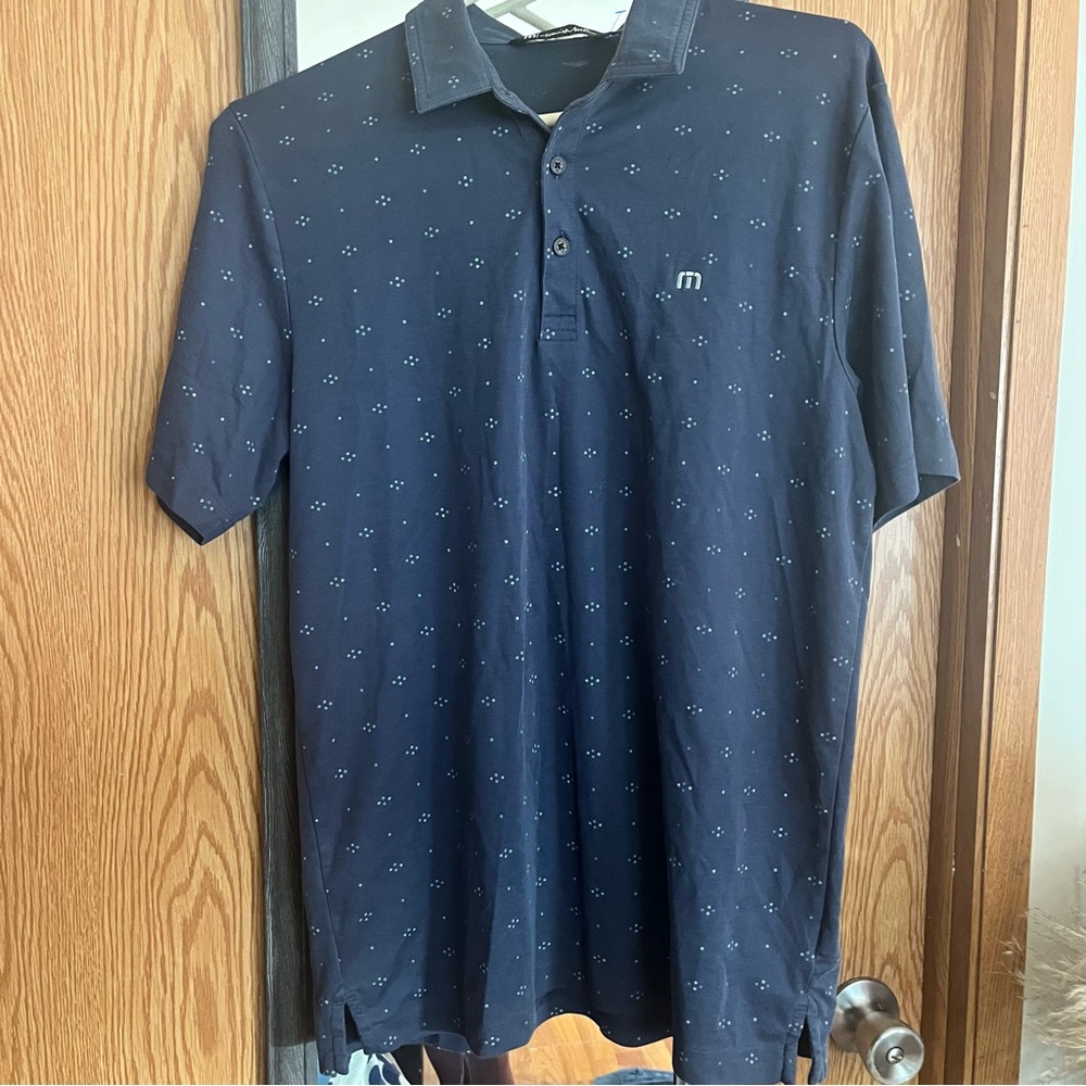 Travis Mathew Navy Polo with Subtle Print